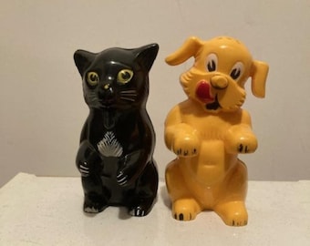 Ken-L Ration 60's Dog and Cat Salt and Pepper Fido and FiFi Pet Food Ad Mascot Advertising Promotion F & F Mold Die Works USA Vintage 1960
