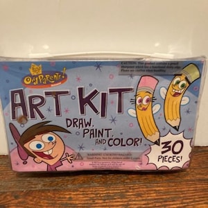Fairly Odd Parents Vintage 2003 Nickelodeon New Mint Unused Art Kit Nicktoons 30 Pieces Kid's Draw Paint & Color Set Cartoon Classic