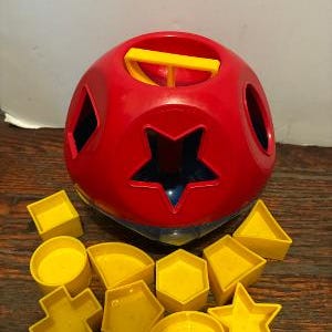 Tupperware Shape O 60-tals klassisk design vintage original formsorterare pedagogisk bollleksak komplett 10 geometriska former tidlöst spel för småbarn