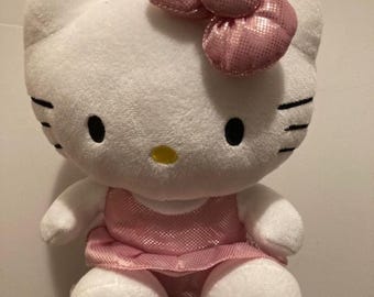 Hello Kitty 9" Plush Coin Bank Sanrio 2016 Pink Sparkling Dress & Bow Kawaii Money Box Japanese Cute Cat Cartoon Character Anime Manga Otaku