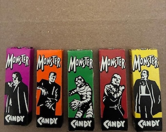 Universal Monster Candy Vintage 80's New Mint Complete 5 Box Set Dracula Frankenstein Wolfman Creature Black Lagoon Phantom Monsters Horror