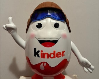 Kinder Surprise 2017 Kinderino Egg Mascot Aviator Pilot 9.5" Giant Prize Figural European Candy Container Ferrero Joy Dispenser Toy