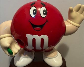 M&M's 1991 Red Plain 9" Figural Candy Dispenser Vintage 90’s Original Design Advertising Mars Mascot Promotional Ad Character Figure