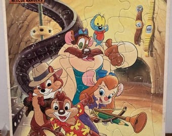Disney Afternoon 1990 Chip 'n Dale Rescue Rangers LARGE 14.5" x 11.5" Frame Tray Puzzle Vintage 90's Cartoon w/Monterey Jack, Zipper, Gadget