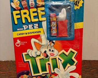 PEZ 2001 Trix Cereal Box Sealed w/ Rabbit Mini Dispenser & Candy GM General Mills Ad Mascot Promotion Retired Limited Edition Vintage Prize