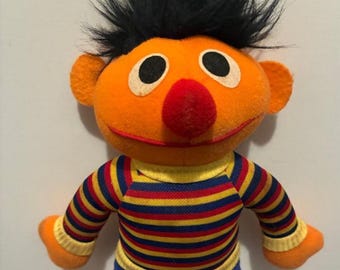 Sesame Street 1984 Ernie Playskool 10" Plush Doll Jim Henson Muppets Vintage 80's Classic Kids Educational TV Series Stuffed Toy CTW