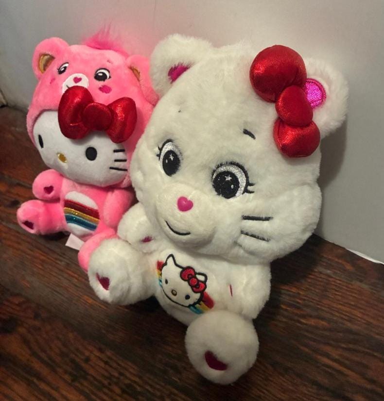 Care Bears Hello Kitty Loves Cheer Bear 10" Collectible 2 Plush Set ...