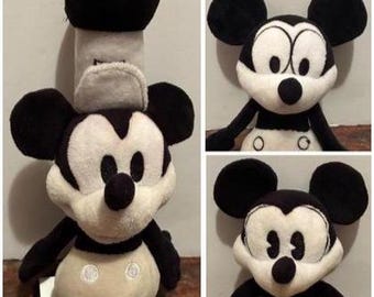 Disney Mickey Mouse 90 Years of Magic 8" Beanbag Plush Cartoon Set Through the Years 1928 Steamboat Willie, Plane Crazy, Classic Pie Eyed