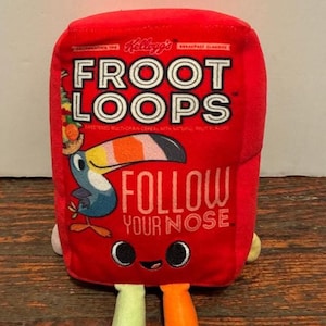 Kellogg's Froot Loops Funko Plush Breakfast Cereal Box Pop Ad Icons Vintage 60's Toucan Sam Image 1963 Manuel R. Vega Design Advertising
