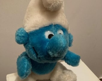Smurfs Schtroumpf Vintage 80's 6" Plush Smurf Wallace Berrie 1980 Belgian Artist Peyo Comic Classic Cartoon Magical Character So Smurfy!