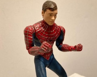 Spider-Man Movie 2002 Tobey Maguire Vintage Toy Biz Marvel Power Punch Spiderman Unmasked Peter Parker Movie 6" Action Figure Original Sony