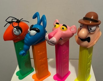 PEZ 1996 Pink Panther, Inspector, Ant & Blue Aardvark European Candy Dispensers Retired Vintage 90's Complete Set 4 Cartoon Characters