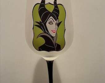 Disney Villains Maleficent 2016 9" Wine Glass Frosted Long Stem Goblet Sleeping Beauty Evil Villain Princess Aurora KCare Glassware Stemware