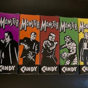 Universal Monster Candy Vintage 80&#39;s New Mint Complete 5 Box Set Dracula Frankenstein Wolfman Creature Black Lagoon Phantom Monsters Horror
