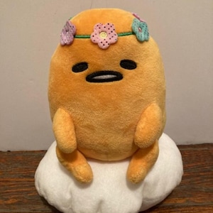 Sanrio Gudetama The Lazy Egg w/Spring Flower Crown 2023 9" Plush Sad Yolk Kawaii Otaku Anime Manga Cartoon Character Hello Kitty & Friends