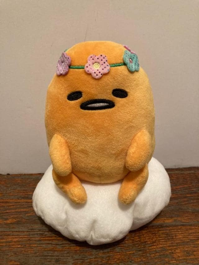 Sanrio Gudetama The Lazy Egg w/Spring Flower Crown 2023 9" Plush Sad Yolk Kawaii Otaku Anime Manga Cartoon Character Hello Kitty & Friends