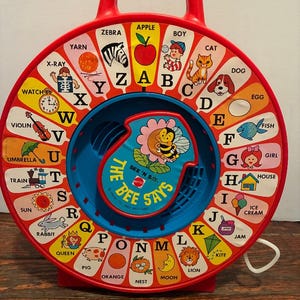 See N Say Vintage Mattel 1983 The Bee Says Original Pull String 80&#39;s Talking Toy Works 60&#39;s Classic Educational Learning Alphabet Pullstring