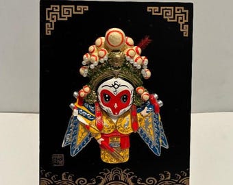 Monkey King Chinese Zen Legend Character 3D Resin Cold Porcelain Sun Wukong Wooden Plaque Décor Journey to the West Goku Dragonball Anime