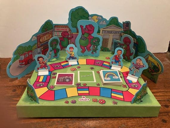 Barney & Friends 1993 Picture Board Game 100% Complete W/giant 3-D