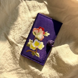 Handgefertigtes Vintage Suxi Stickerei doppelseitiges Faltkarten-Etui