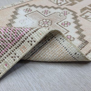 2x3 Pink Beige Turkish Door mat, 2x3 Handmade Vintage Rug, Oushak Small Rug, Kitchen, Bathroom, Kids, Entryway mat, Home Decor 1.5x2.8 Ft