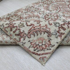 2x4 Beige Red Turkish Small Rug, 2x4 Handmade Vintage Rug, Oushak Small Rug, Kitchen, Bathroom, Kids, Entryway mat, Home Decor 2.0x3.6 Ft