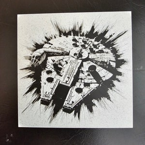 Millennium Falcon Gray Scale Hueforge 3D Art