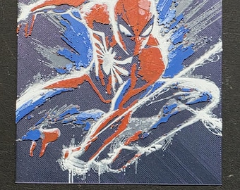 Spiderman Blue and Red Colorshift Black Background Hueforge 3D Fan Art
