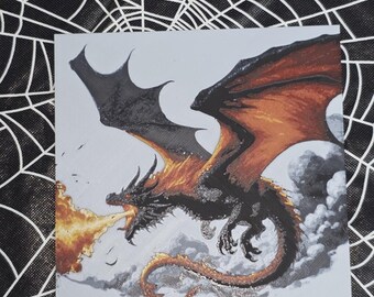 Flying Dragon Breathing Fire 3D Hueforge Fan Art