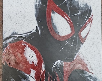 Spiderman de Miles Morales, profil latéral, oeuvre d'art 3D Hueforge