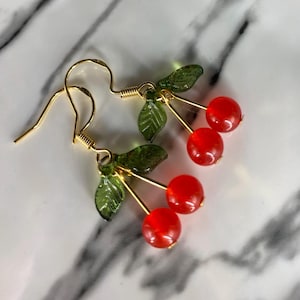 Cherry earrings | summer | red | dangle and drop earrings | gift for her