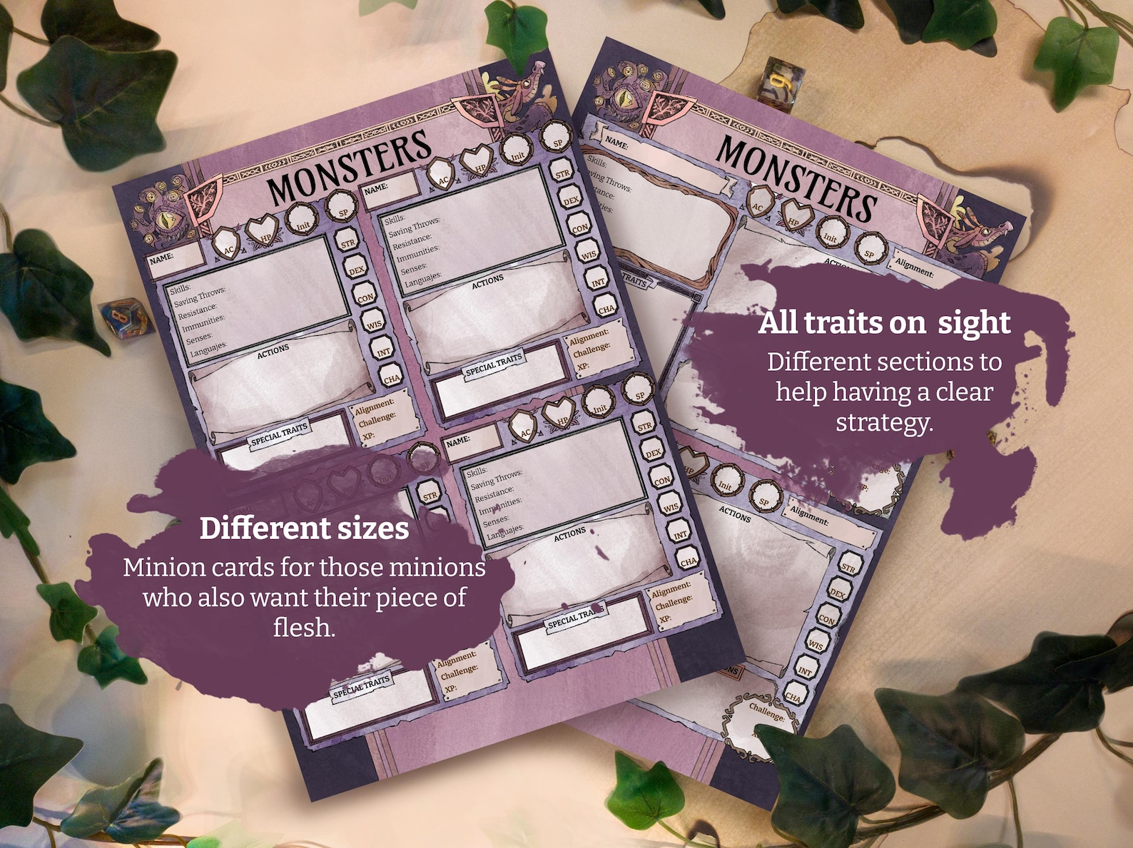 Dnd Mathite Sheet Dnd Fillable Monster Sheet | Editable Stat Blocks for Dms| DM ...