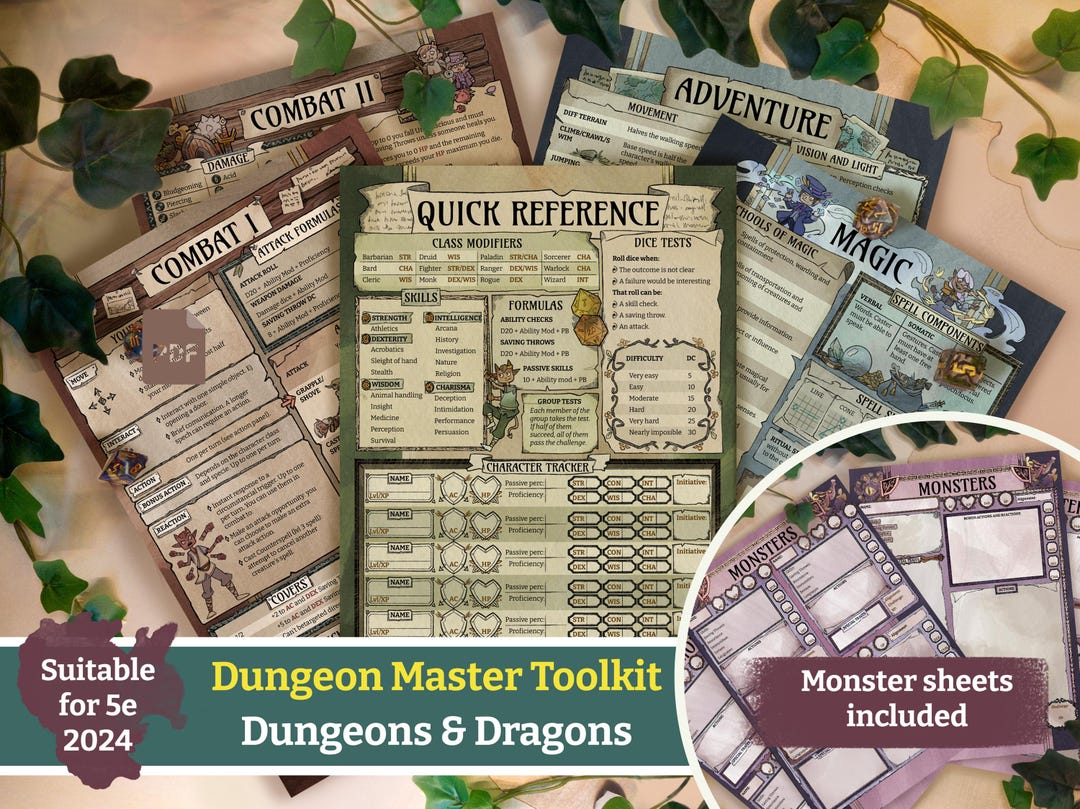 Dnd Dungeon Master Toolkit 5e | Quick Reference Guide (PDF) - Etsy