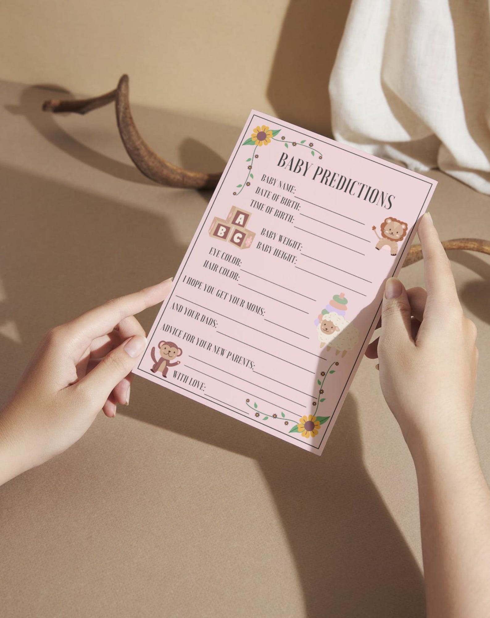 Baby Predictions Printable for Baby Shower, Pink Theme, INSTANT ...