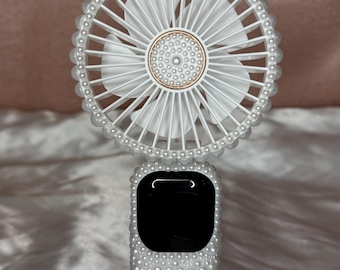 Pearl Bling Electric Handfan Bridal Handmade