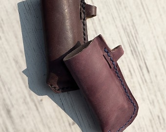 Handmade Leather Lighter Holder Keychain - BIC leather lighter case