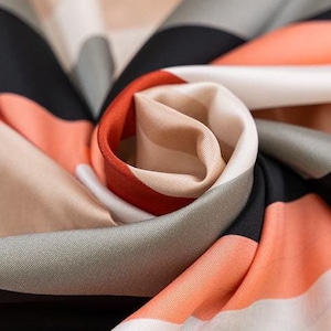 Striped Polyester Twill Fabric | Multicolor Shiny Stripes | Italian Deadstock | 150cm Wide | High-Quality Fabric