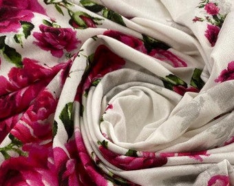Multicolor Floral Viscose Jersey Fabric Italian Deadstock Stretch Knit 150cm Wide Opaque