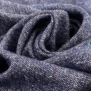 BLAU TWEED Wollmischgewebe, weich fallende Cadence, Acetat, Polyester und Seidenmischung, ideal für Mäntel und Mode, italienische Deadstock