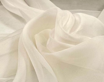 Pure White Silk Organza Fabric - Lightweight, Sheer and Luxurious Material for Bridal Wear, Evening Gowns, Crafts, DIY & Home Decor Projects