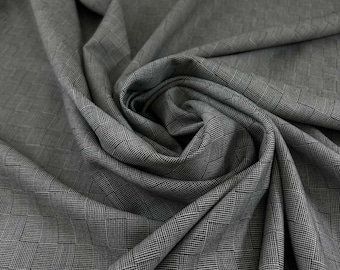 Tela de lana gris a cuadros, procedente de excedentes italianos, 100 % lana, material estructurado para trajes, 158 cm de ancho.