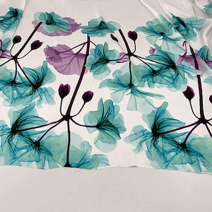 Floral Printed Polyester Satin Fabric Soft Flowing 150cm Wide Transparent Italian