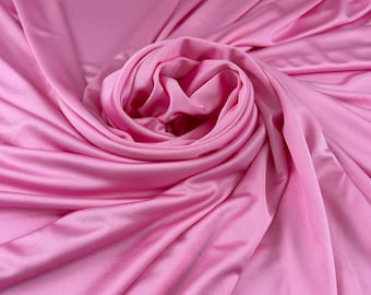 Rosa viskos satinjersey stretchtyg mjukt fallande tyg för klänningar och toppar