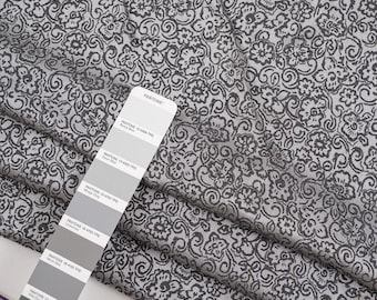 Tela jacquard de viscosa y seda con estampado floral gris, material italiano de lujo para vestidos, 135 cm de ancho