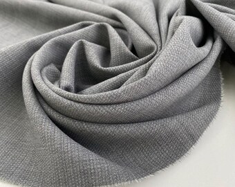White & Gray Stretch Wool Tweed Fabric Italian Designer Archive 157cm Wide Opaque