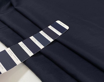 Dark Blue Silk Crepe de Chine Fabric: Italian Deadstock, Stretch, Opaque - By the Meter