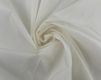 Silk Habotai Fabric | White Sheer Lightweight Luxury For Lining Bridal Scarves | Soft Smooth Summer Fabric | Italian Deadstock