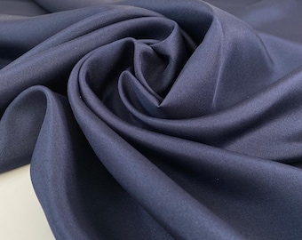 Dark Blue Silk Twill Fabric Soft Heavy 100cm Wide Italian Couture Material