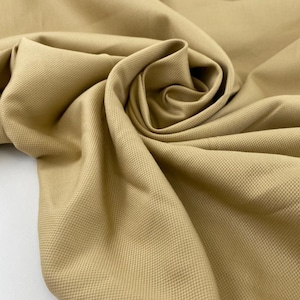Stretch Cotton Pique Fabric | Camel Cotton Elastane Pique Textile | Polo Shirt Dress Fabric | Italian Deadstock