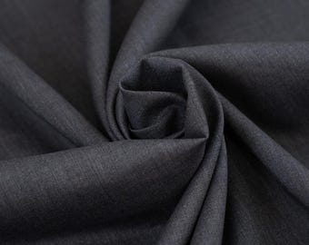 Italian Woolen Fabric | Dark Gray Wool Cloth | Lightweight Deadstock | 155 cm Wide
